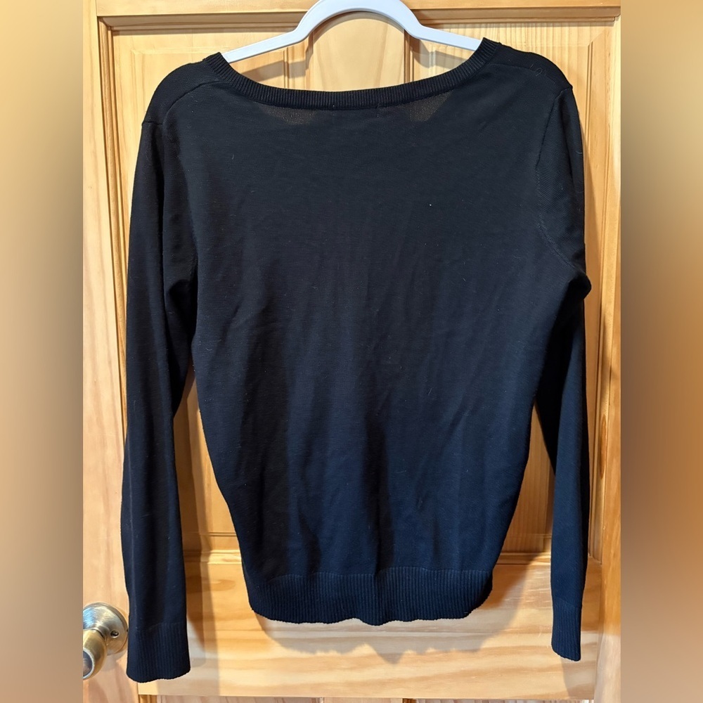 Calvin Klein women's black long-sleeve V-neck sweater size M - Picture 2 of 9